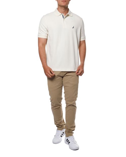 Camisa polo básica blanca classic fit para hombre